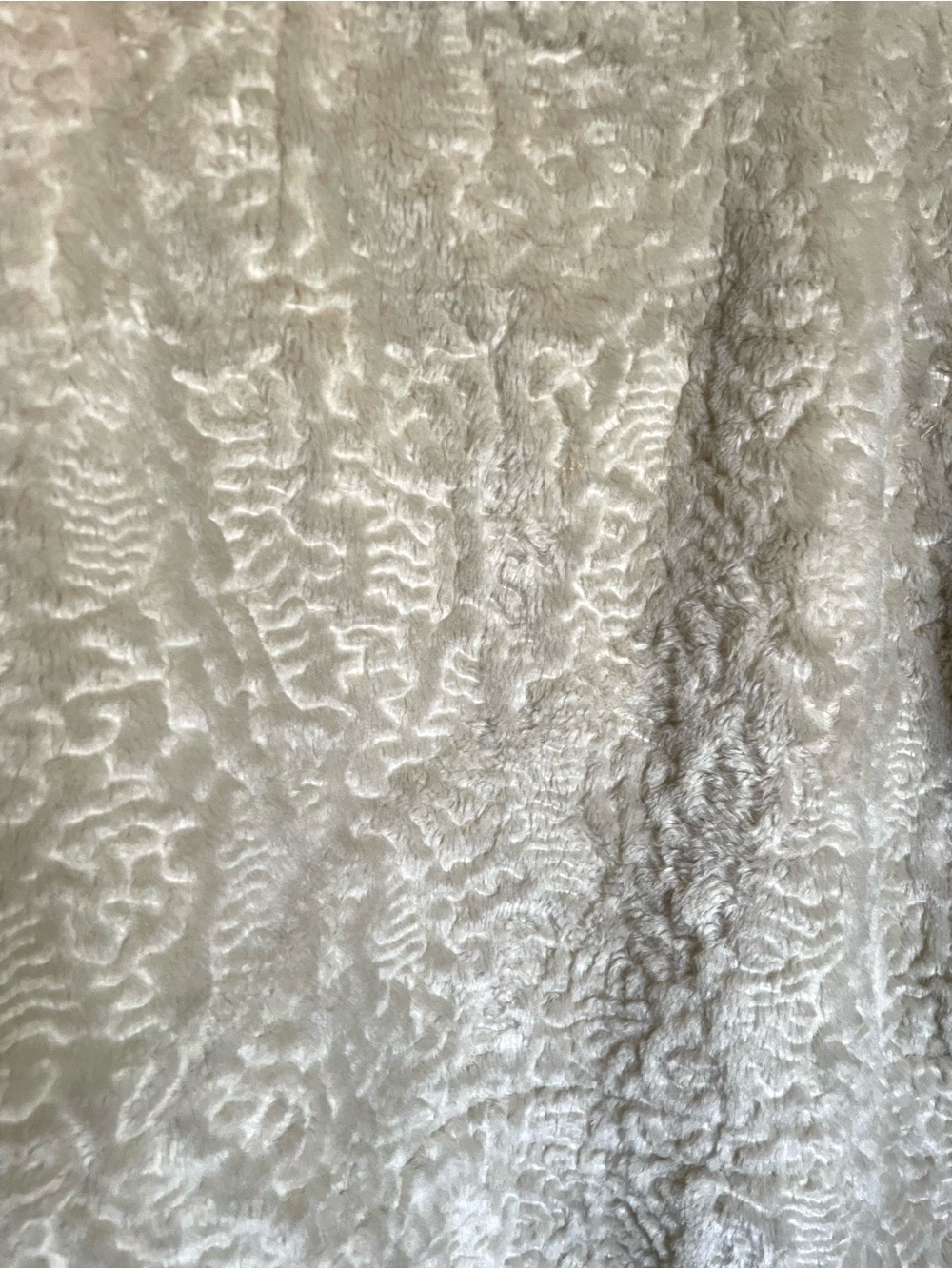 Vintage 60s Faux Fur Shawl Collar Coat Cream Waist Tie Satin Lining - Picture 5 of 15